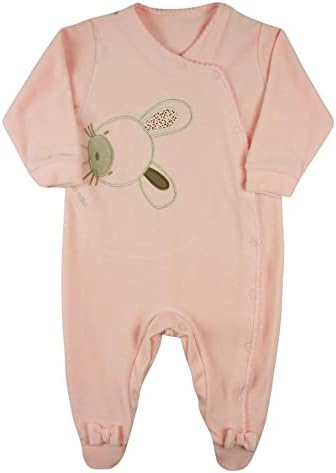 Macacão Bebê Menina Plush com Pezinho Bordado Coelhinha - Rosa