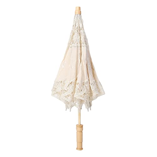Parapluie en Dentelle avec Manche en Bois, Tissu en Soie, Broderie de Fleurs en Dentelle Faite à la Main, Parapluie de Photographie de Mariée pour...