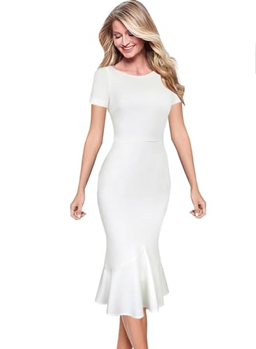 Image of VFSHOW Womens Elegant Vintage Cocktail Party Mermaid Bodycon Midi Mid-Calf Dress