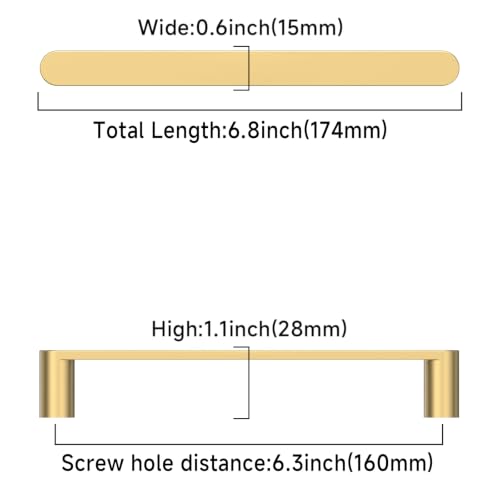 Image of Asidrama 10 Pack 6.25 Inch(160mm) Champagne Bronze Cabinet Pulls Heavy-Duty Solid Kitchen Cabinet Handles Champagne Gold Drawer Hardware for Bathrooms Cabinets 3644