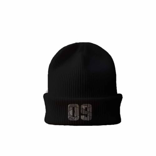 Bonnet 09 Number Cuffed Beanie noir classique pour homme et femme