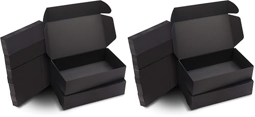 Boite cadeau noir kraft Kurtzy en carton vide pliable de 19x11x4,5 cm pour emballage de fête
