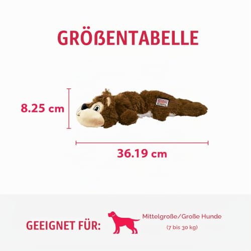 KONG – Scrunch Knots Squirrel – Innere Geknotete Seile und Minimale Füllung für Weniger Unordnung – Für Mittelgroße/Große Hunde