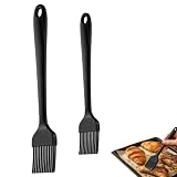 KALUROIL 2 Stück Backpinsel Silikon Schwarz, Küchenpinsel BPA-frei in 2 Größen, großer und Kleiner Grillpinsel für Öl, Sauce, Marinade, Gebäck, Backen, Kochen und Grillen
