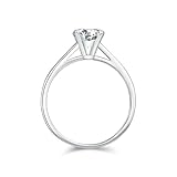 Lirzxin Alianzas de boda para mujer, anillos de boda de oro blanco de 18 quilates clásico solitario 4 puntas con moissanita redonda de 1 ct anillos de compromiso boda de oro blanco para novia, novia