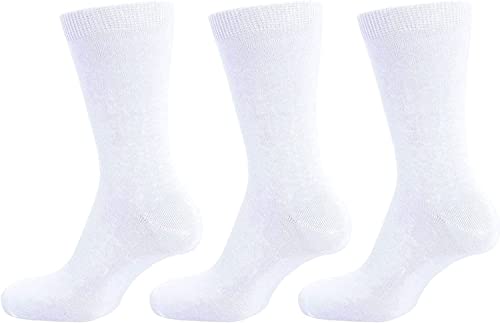 COSHAL® 3 Kids Plan School Socks Boys & Girls Cotton Rich Breathable Cotton Socks for Kids School Casual Sports Mid-Calf Socks, Size (4-6) White Ankle