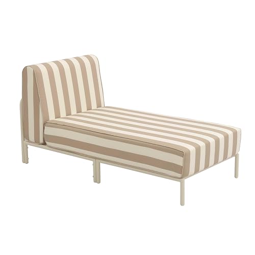 Oviala Méridienne rayée pour Salon de Jardin modulable en Tissu Beige - Patio