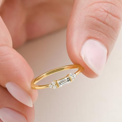 Pompeii Emerald Diamond Stackable Wedding Ring Women Anniversary Band 14k Gold Lab Grown (F/G,VS2)2