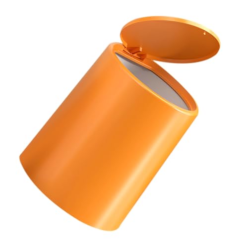 Caneca de basura rectangular naranja con tapa pulsante