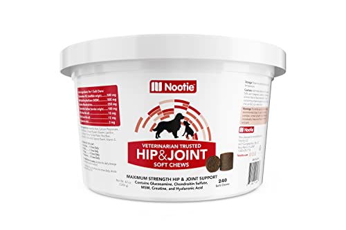 Nootie Maximum Strength Hip & Joint Soft Chews for Dogs -240 Count, Brown