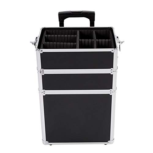 Qiterr 4 in 1 Makeup Case Portable Cosmetics Beauty Hairdressing Makeup Trolley Carry Bag Box