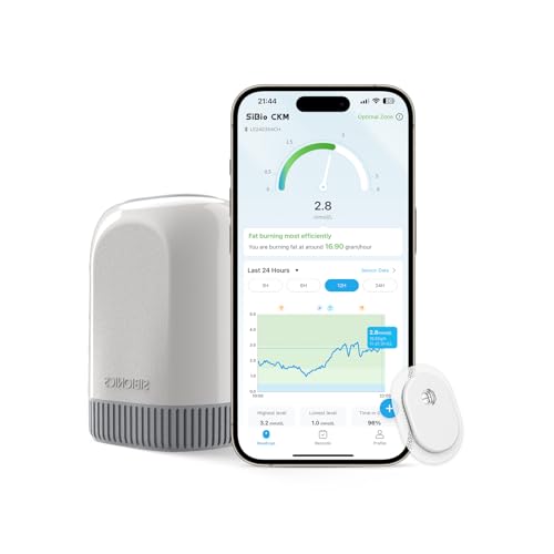 SIBIO KS3 Kontinuierliches Keton-Monitoring (CKM), 14-Tage Wearable-Sensor zur präzisen Ketose-Überwachung, professionelles Echtzeit-Tracking für ketogene & Low-Carb-Diäten, kompatibel mit iOS/Android