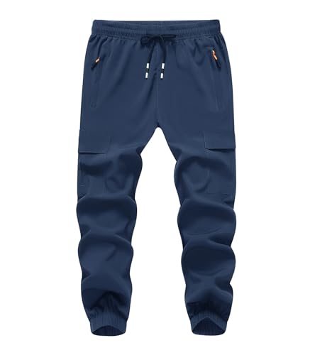 Pantalones deportivos para niños tipo cargo ligeros con bolsillos con cremallera