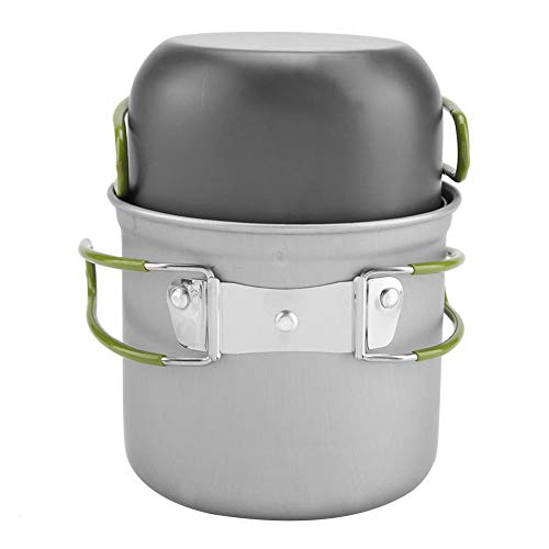 Portable Outdoor Cookware 2Pcs/Set Aluminum Pot Pan With Carrying Mesh Bag Camp Stove For Camping Hiking Backpack Picnic #TOP6