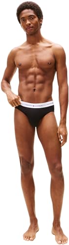 Tommy Hilfiger Herren 3er Pack Unterhosen Hip Briefs mit Logobund, Schwarz (Black/Black/Black White Wb), S – Ansicht 5