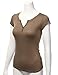 LALABEE Women's Deep V-Neck Short Sleeve Basic Henley Button T-Shirt for Women-Mocha-S