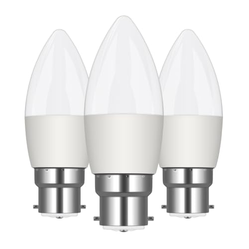 B22 Bayonet Light Bulbs, 5W (40W Equivalent) LED Candle Light Bulbs Bayonet, 2700K Warm White Energy Saving Candle Bulbs, 450LM Type B Candle Bulbs Small Bayonet for Ceiling Fan, Non-Dimmable, 6PCS