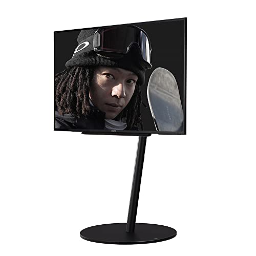 Wall A2 Large Type | Japanese Rolling Portable Free-Standing 45-80 Inch Universal Big Screen Tv Stand With Concealed Caster Wheels | Satin Black #TOP8