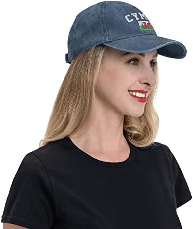 Washed Denim Cymru Wales Flag Welsh Baseball Cap Men Navy Vintage Cotton Hat Unisex Dad Trucker Hats Women