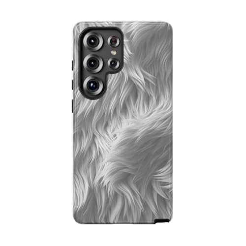 Coque Samsung S25 Ultra motif fourrure blanche rigide brillante anti-rayures