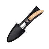 iplusmile Austernöffner aus Rostfreiem Edelstahl mit Holzgriff und Handschutz Meeresfrüchte Schalenöffner mit Rutschfestem Griff Austernmesser mit Lederscheide für Küche Esszimmer