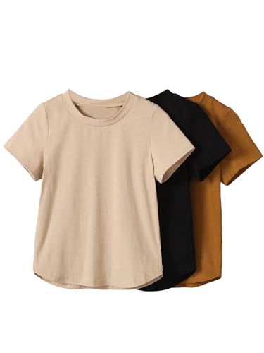 SOLY HUX Toddler Boy's Round Neck Tee 3 Piece Solid Short Sleeve T Shirts Summer Tops