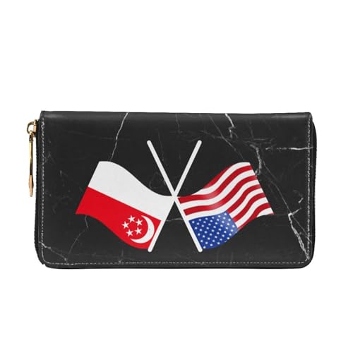 American And Singapore Flag Wallet Card Bag3