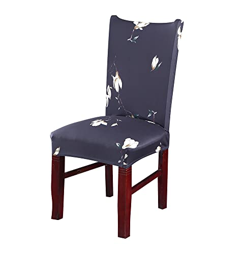 Image of House of Quirk Elastic Chair Cover Stretch Removable Washable Short Dining Chair Cover Protector Seat Slipcover (Pack of 1, Brown Cream Leaf)