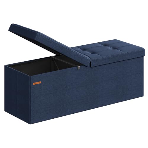 Image of SONGMICS 43.3 Inches Storage Ottoman, Foldable Bench with Flipping Lid