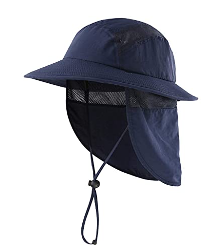 Image of Home Prefer UPF 50+ Boys Sun Hat with Neck Flap Wide Brim Summer Beach Bucket Hat for Boys Girls Toddler Kids Safari Hat