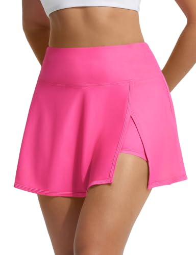 baleaf Women's 14" Swim Skirts Tennis Skirt Bathing Suit Pink 3XL