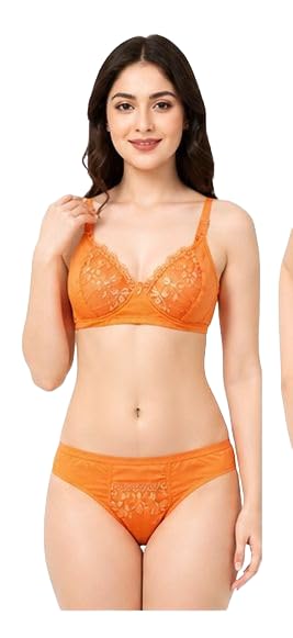FAM Creations Women's Lingerie Set Pack of 3 - Pink, Green and Orange-picture-45