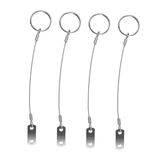 KITANDOVE Stainless Steel Tether Cable Quick Release Ring 4pcs Lanyards for Safety Tether Wire Marine Hardwares