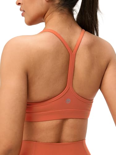 Image of Womens Y Back Padded Sports Bra Strappy U Neck Butter Soft Low Impact Workout Bras Yoga Pilates Walking