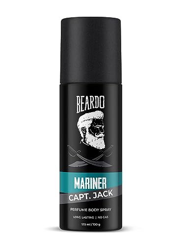 Image of Beardo Mariner Capt Jack Perfume Body Spray, 120ml | Long Lasting No Gas Deo For Men | Day Body Spray Deodorant | Gift for Men | Fresh, Aqua Notes | Gift For Friends