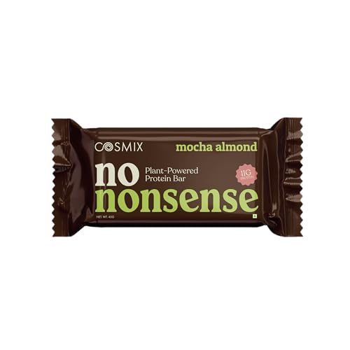 Image of Cosmix No-Nonsense Protein Bar | Mocha Almond | 11g Complete Plant Protein + 6g Fibre | No Added Sugar or Preservatives | Gluten & Lactose-Free, Gut-Friendly | 45g Bar