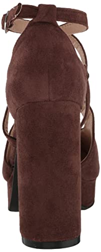 Yoki Women's Faux Suede Platform Cross Band Caged Block Heel Dressy Sandals, Brown, 6.5 M Us #TOP2