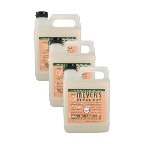 MRS. MEYER'S CLEAN DAY Organic Geranium Scent Liquid Hand Soap Refill, Vegan, 33 Ounces (Pack Of 3)