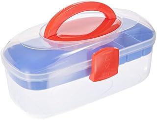 Rayher Craft Storage Box with Tray, Portable Organiser with Handle for Crafting, Jewellery Making, Sewing, Home and Office, clear, 39254000, 2.85 x 1.55 x 1.3 cm
