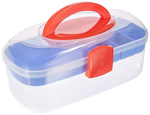 Rayher Caja de almacenaje con asa y bandeja, 27,8x12,1x13,1 cm, transparente, 39254000