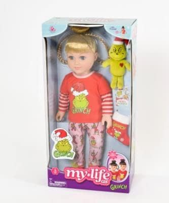Miniatura 5 de My Life As Grinch Sleepover - Muñeca de Navidad coleccionable de 18 pulgadas con bonificación (rubiaazul)