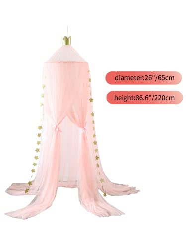 Qxwrel Bed Canopy Girls Mosquito Net Canopy Dreamy Princess Tent Hanging Dome Chiffon Yarn Canopy Net Room Decor For Kids Teenager(A-Pink) #TOP6