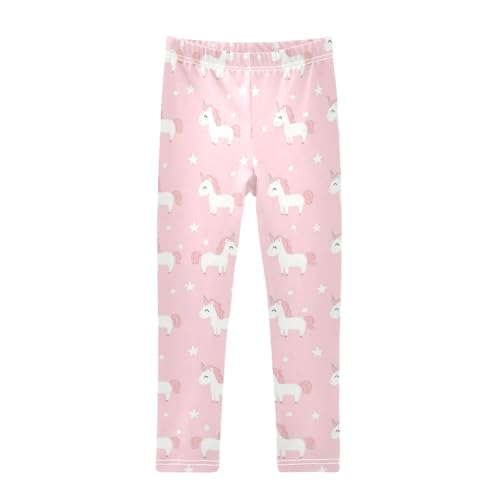 Cute Unicorns Girls' Leggings Toddler Doodles Stars Pink Kids Yoga Pants Dance Active Tights 4T