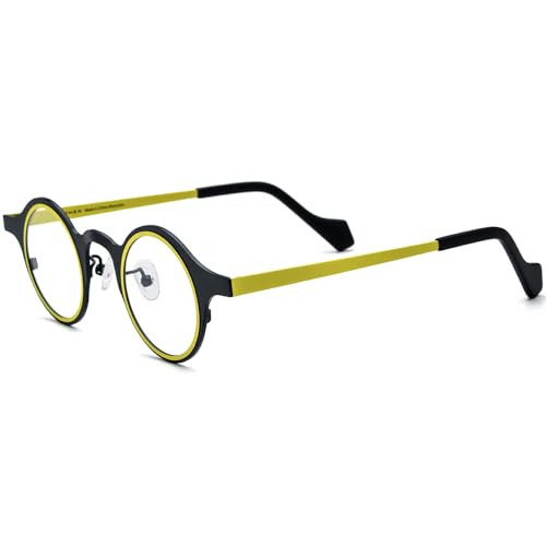 Image of FONEX Colorful Pure Titanium Glasses Frame Women Retro Round Eyeglasses
