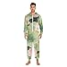 Yuiboo Blush and Green RipplesAdult Unisex One Piecing Pajamas for Women Man Cosplay Suit with Hood