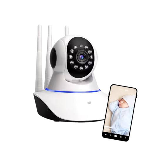 Câmera Babá Eletrônica Full HD 1080p Wifi 360° com Visão Noturna, Microfone, Áudio Bidirecional, 3 Antenas, Sensor de Movimento de Bebês, Pets e Segurança Residencial