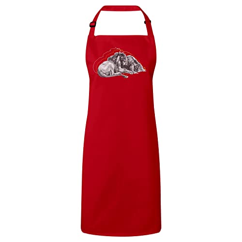 Tablier cuisine premium lion rouge gravure ancienne haute qualité