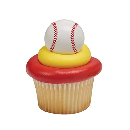Ncs Sport Balls - Baseball, Basketball, Football, And Golf Ball Cupcake Rings Toppers - 24 Count #TOP3