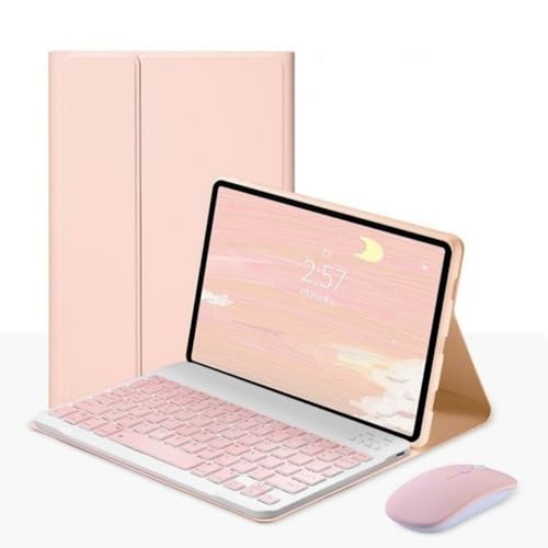 Capa com Teclado Bluetooth para Tablet Samsung Galaxy Tab S6 Lite, Magnética e Leve, Rosa Portátil, com Slot para Caneta e Mouse Incluso