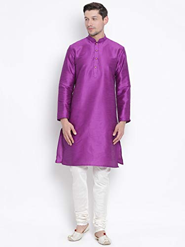 Image of VASTRAMAY Men Light Blue Cotton Kurta Pyjama and Dupatta Set (VASMKWH000nPCWHnD5AQ 36) | Independence Day